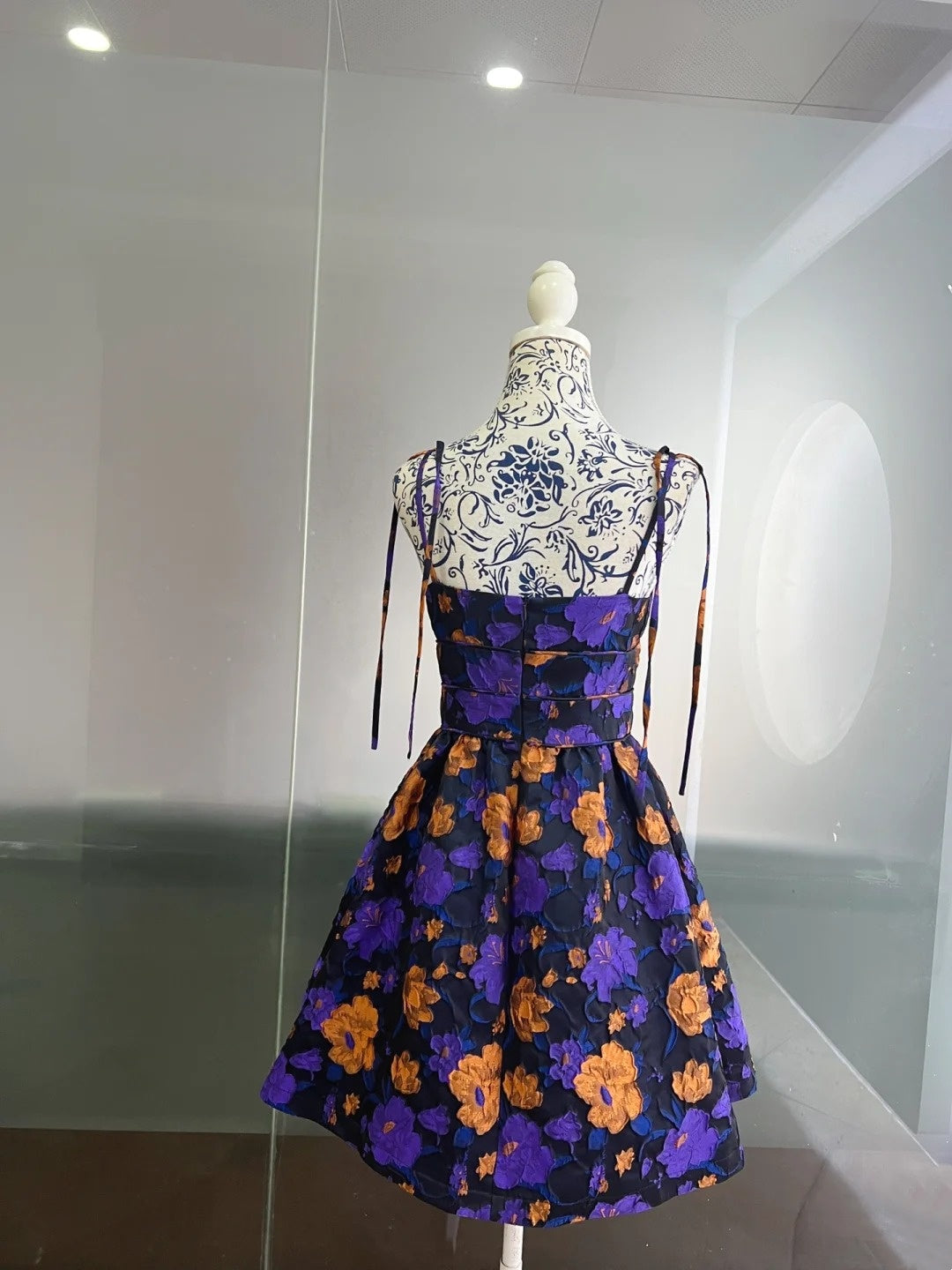 Charming Spaghetti Straps Purple Homecoming Dress Floral A-Line Birthday Dress GG6016