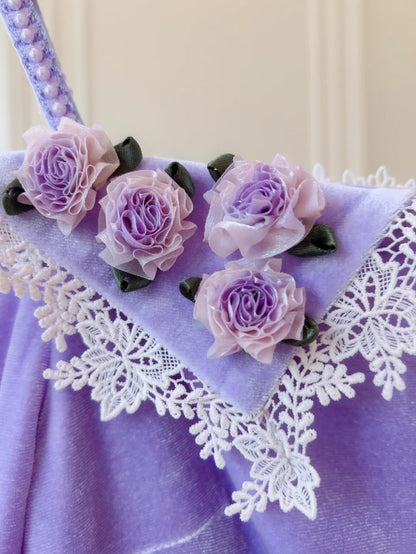 Charming Lace Purple Prom Dress Long Sleeve Appliques Mermaid Evening Dress GG6023