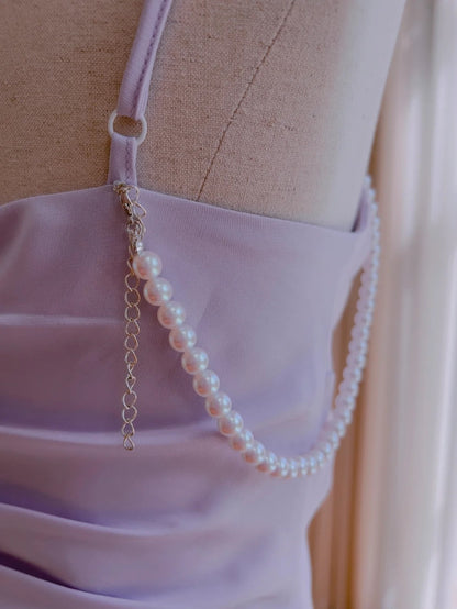 Romantic Spaghetti Straps Purple Homecoming Dress Beading Florals A-Line Birthday Dress GG6026