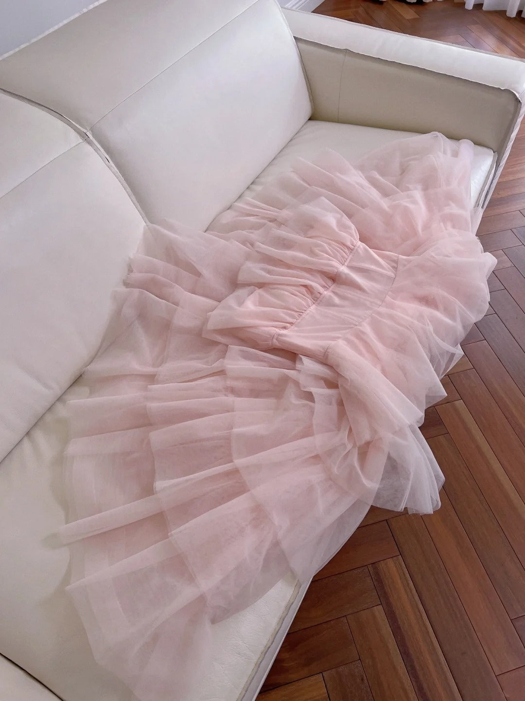 Romantic Tiered Tulle Pink Prom Dress Spaghetti Straps A-Line Evening Dress GG6032