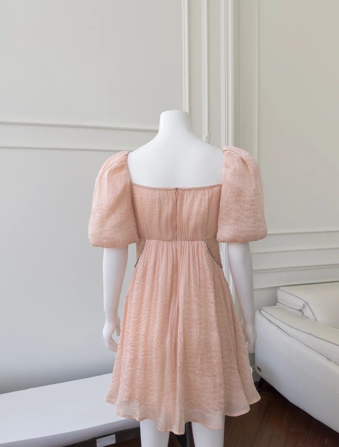 Unique Short Sleeve Blush Homecoming Dress Beaded A-Line Birthday Dress GG6035