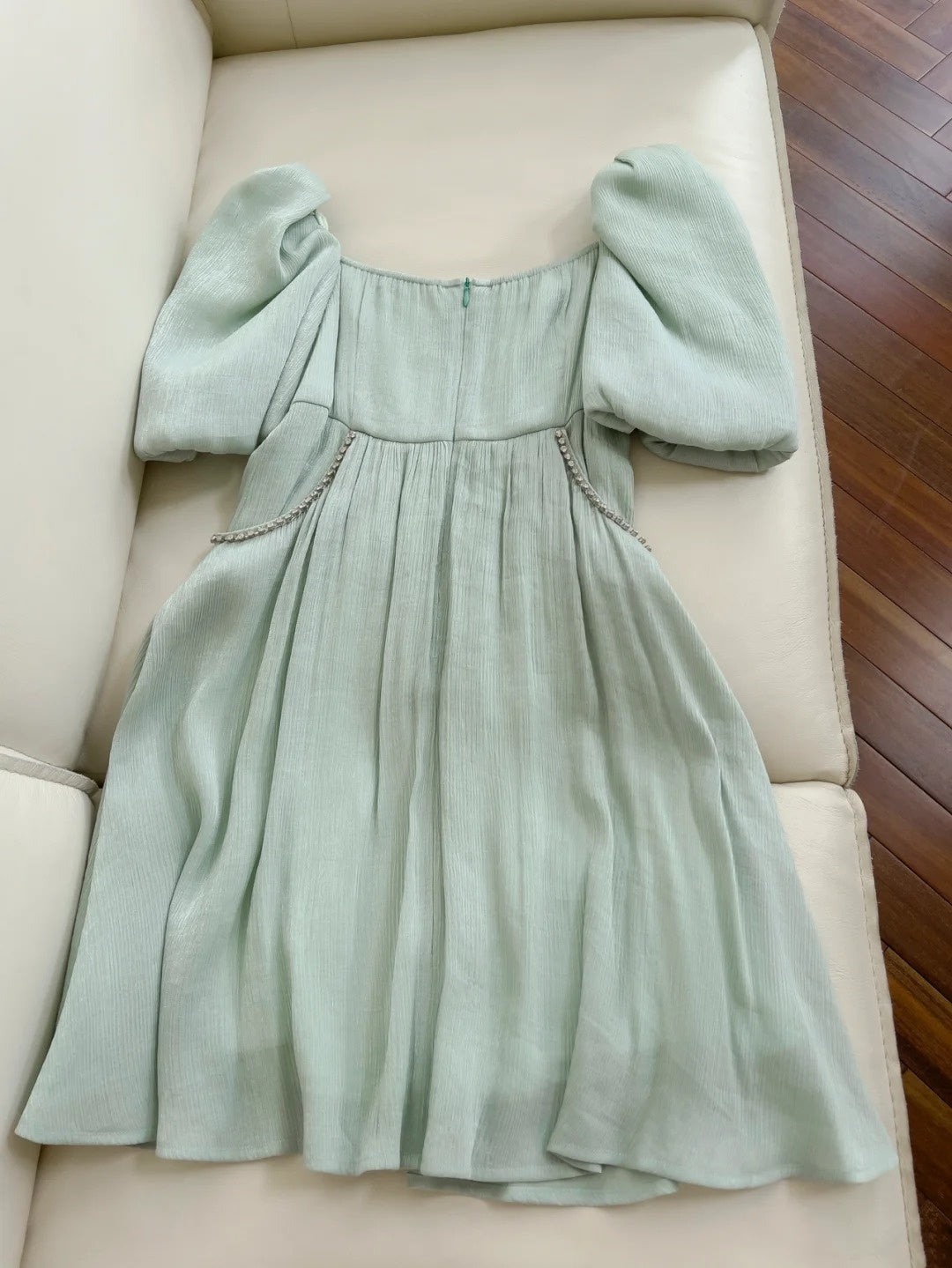 Sleek Short Sleeve Green Homecoming Dress Beaded A-Line Birthday Dress GG6045