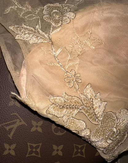 Unique Jewel Neck Beige Prom Dress Appliques Sequins Mermaid Evening Dress GG6058