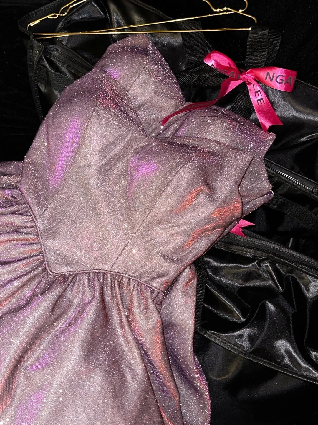 Glamorous Strapless Purple Prom Dress Sequins A-Line Evening Dress GG6070