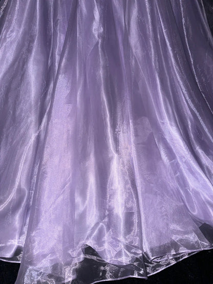 Elegant Spaghetti Straps Purple Prom Dress Floral Sequins A-Line Evening Dress GG6076