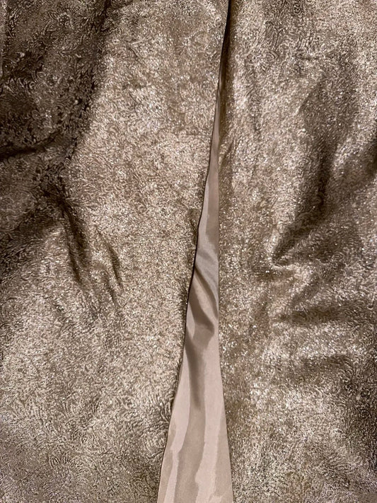 Luxury Strapless Beige Prom Dress Slit Sequins A-Line Evening Dress GG6080