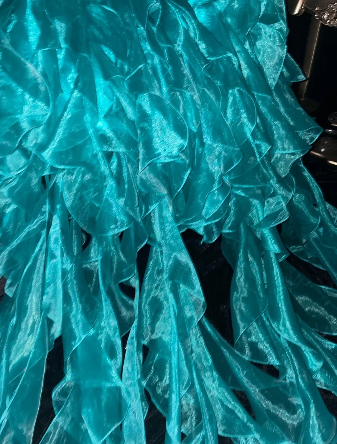 Dreamy Sweetheart Neck Teal Homecoming Dress Crystals Ruffles A-Line Birthday Dress GG6085