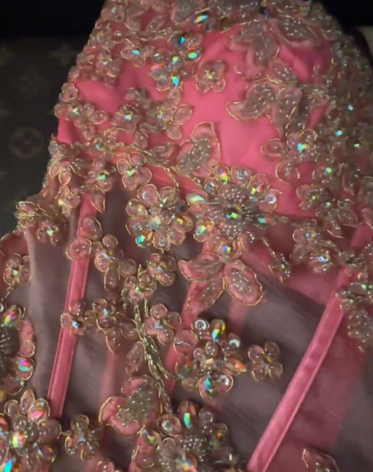 Cute Sweetheart Neck Pink Homecoming Dress With Train Beading A-Line Birthday Dress GG6087