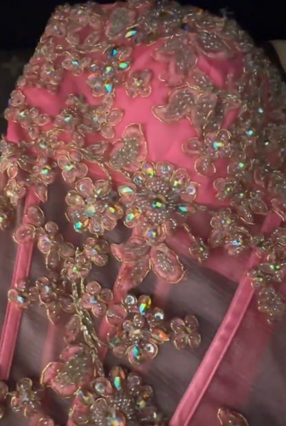 Cute Sweetheart Neck Pink Homecoming Dress With Train Beading A-Line Birthday Dress GG6087