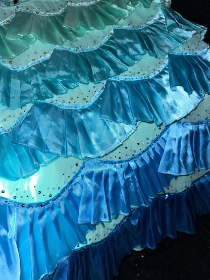 Y2K V Neck Teal Homecoming Dress Beading Tiered A-Line Birthday Dress GG6089