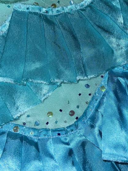 Y2K V Neck Teal Homecoming Dress Beading Tiered A-Line Birthday Dress GG6089