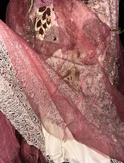 Enchanting Spaghetti Straps Pink Prom Dress Sequins Appliques Mermaid Evening Dress GG6090