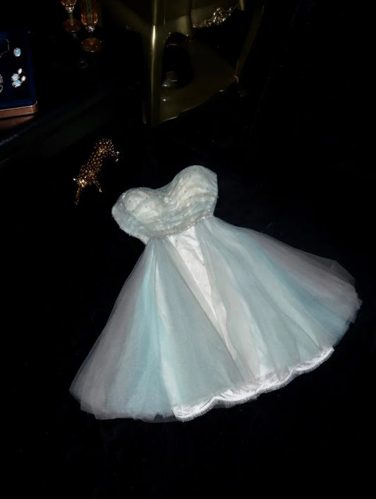 Unique Sweetheart Neck Blue Homecoming Dress Tulle Beaded A-Line Birthday Dress GG6091