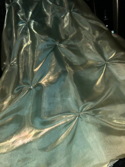 Playful Strapless Green Prom Dress Ruffles A-Line Evening Dress GG6094