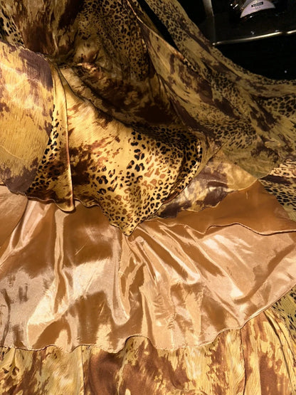 Sexy Halter Neck Leopard Prom Dress Beading Mermaid Evening Dress GG6109