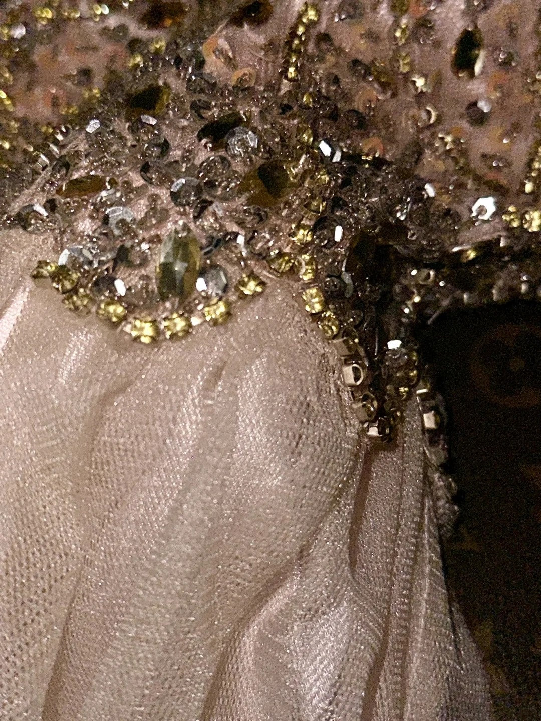 Chic Strapless Apricot Prom Dress Crystals Sequins A-Line Evening Dress GG6119