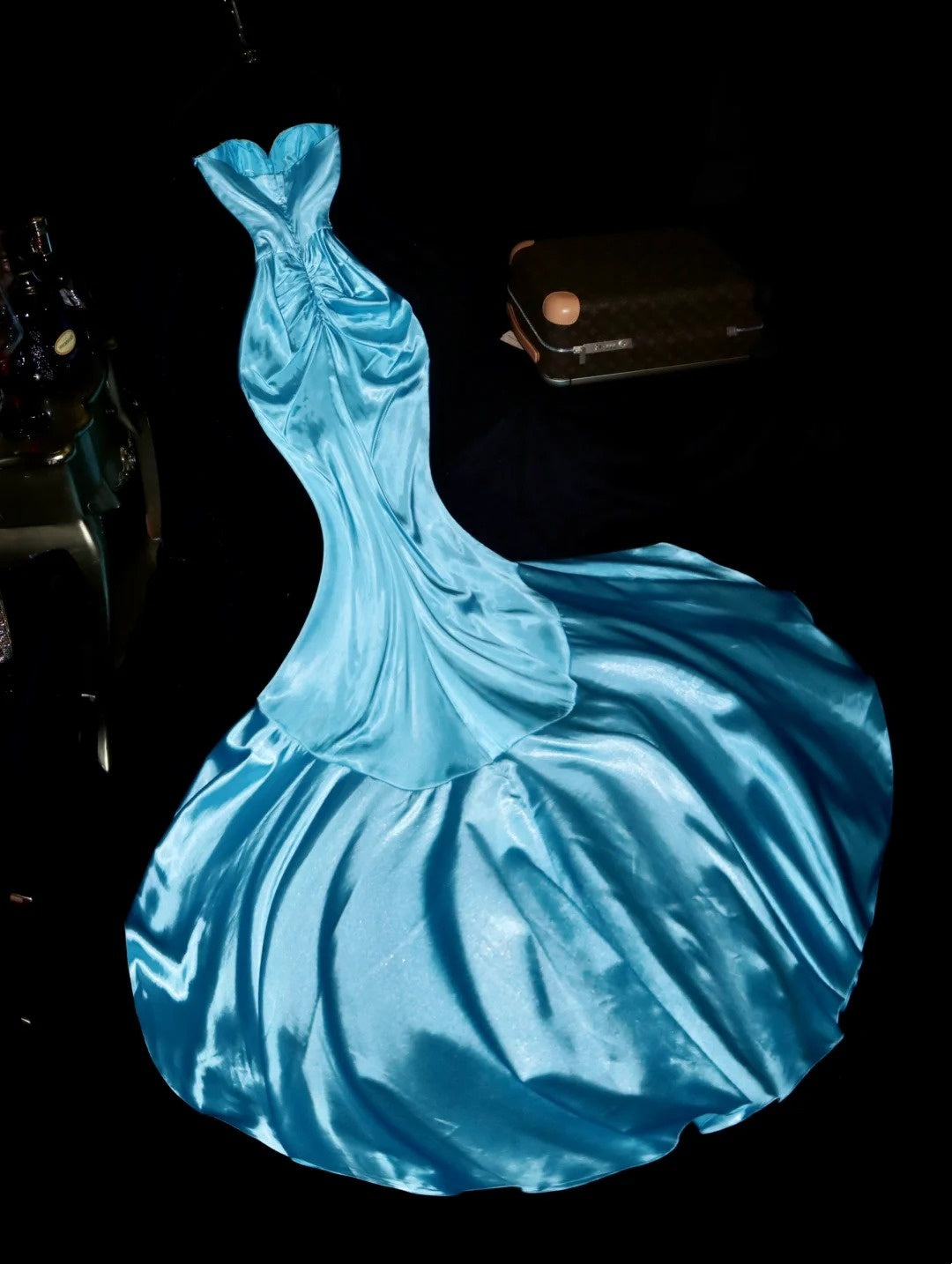 Elegant Sweetheart Blue Prom Dress Sequins Mermaid Evening Dress GG6123