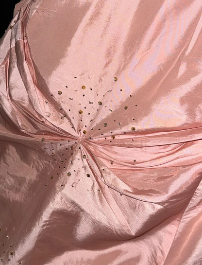 Fascinating Strapless Prom Dress Pink Beads A-Line Evening Dress GG6131