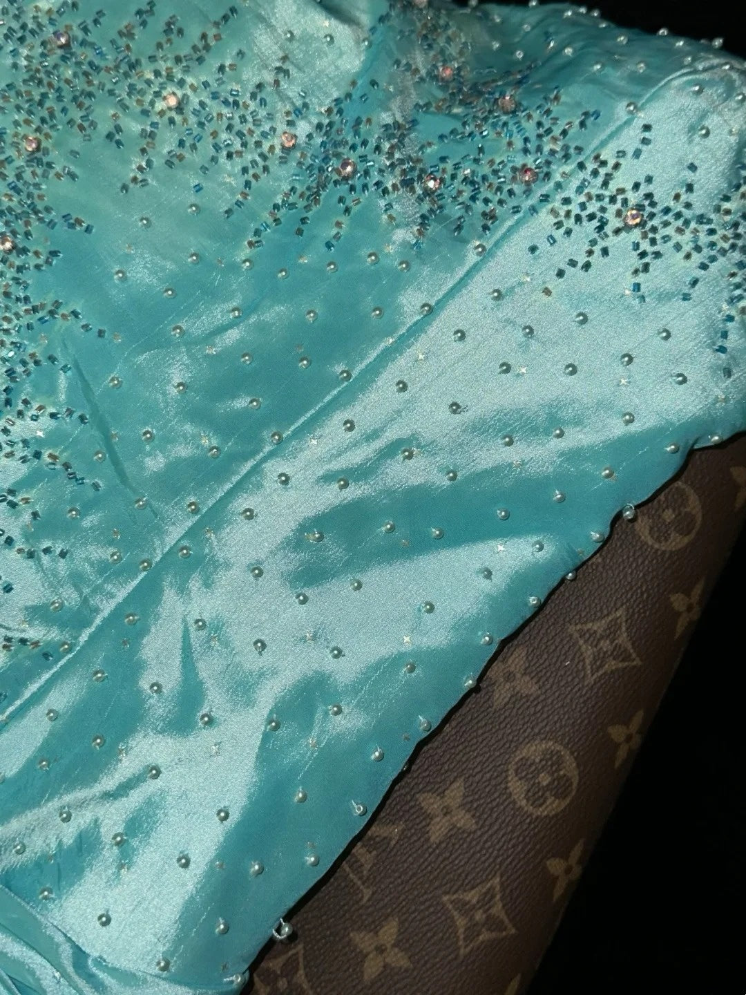 Enchanting Strapless Blue Prom Dress Beads Mermaid Evening Dress GG6134