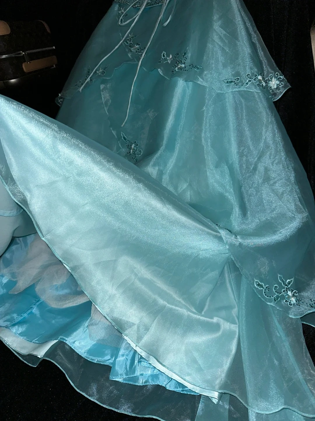 Dreamy Strapless Blue Long Prom Dress Inspo Sequins Bodice A-Line Evening Dress GG6138
