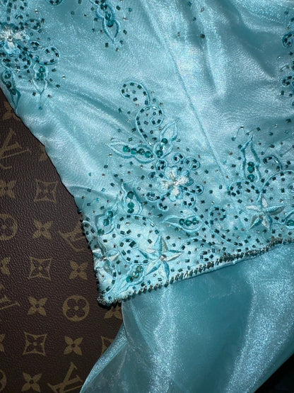 Dreamy Strapless Blue Long Prom Dress Inspo Sequins Bodice A-Line Evening Dress GG6138