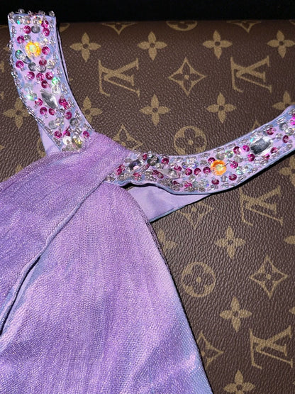 Chic Beaded Halter Neck Purple Prom Dress Crystals A-Line Evening Dress GG6140