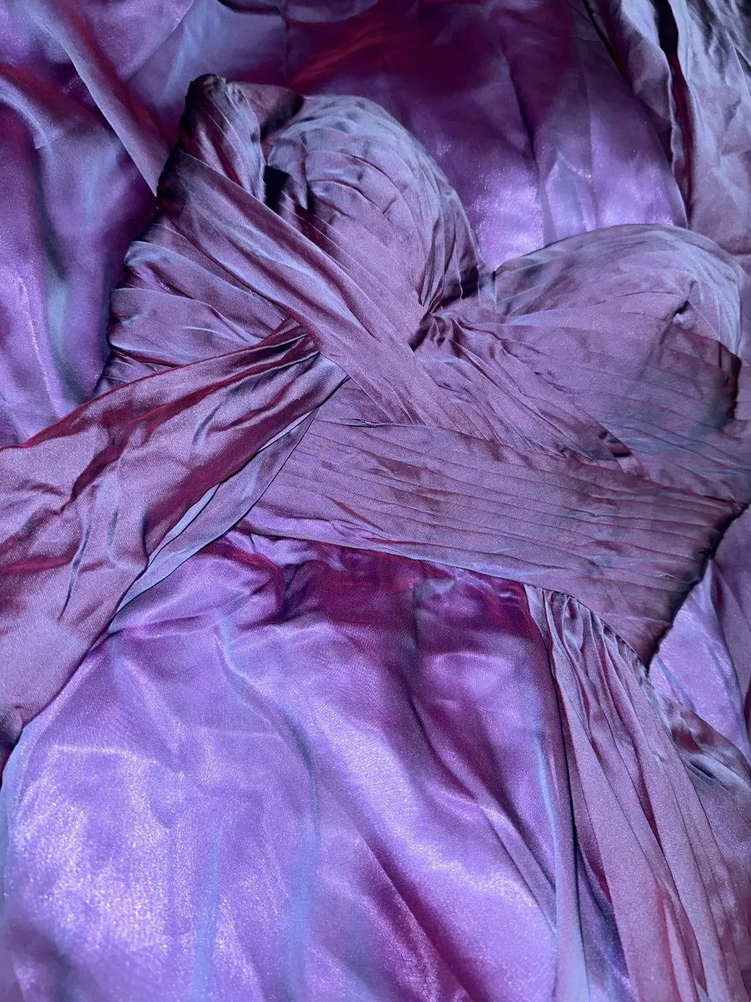 Fascinating Purple Long Prom Dress Satin Pleated A-Line Evening Dress GG6142
