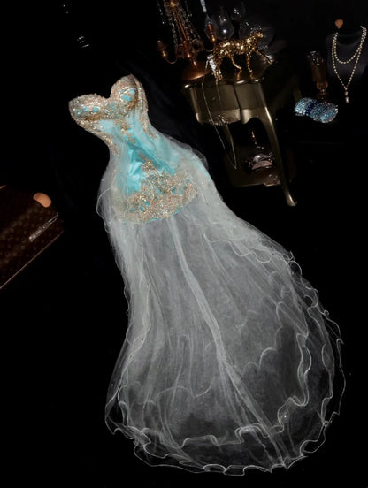 Superb Sweetheart Sequins Homecoming Dress Blue Sheath Tulle Birthday Dress GG6151