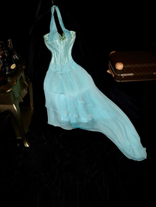 Chic Halter Green Homecoming Dress Sequins Sheath Birthday Dress GG6153