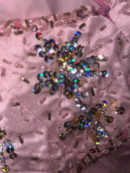 Lovely One Shoulder Pink Prom Dress Satin Sequins Tulle A-Line Evening Dress GG6166