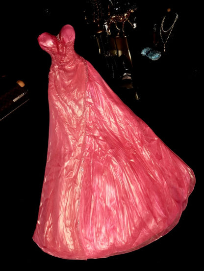 Enchanting Sweetheart Pink Prom Dress Satin Sequins A-Line Evening Dress GG6167