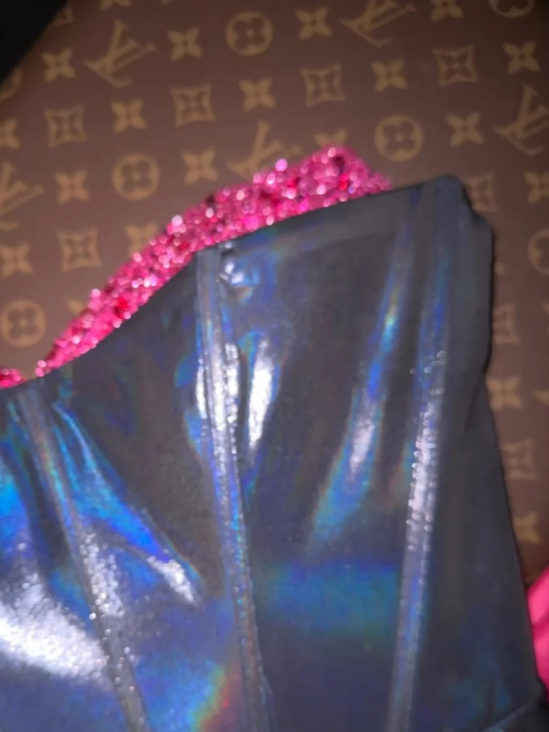 Lustrous Strapless Dark Blue Prom Dress Sequins Bow Mermaid Evening Dress GG6181