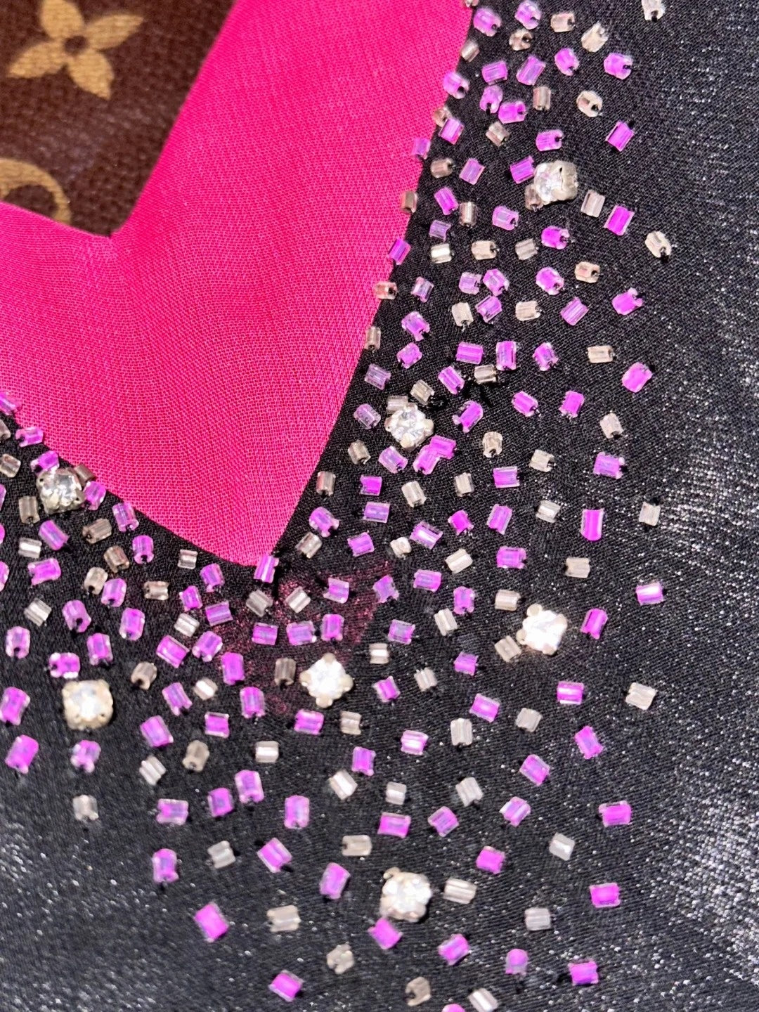 Classical Sequins Black Prom Dress Hot Pink Tulle A-Line Evening Dress GG6182