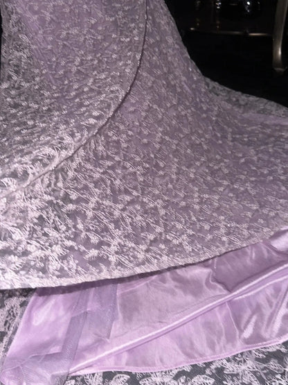 Dreamy Strapless Purple Prom Dress Sequins Lace Mermaid Evening Dress GG6183