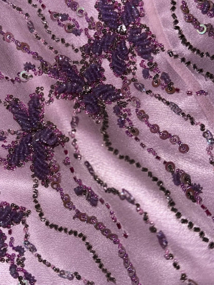 Fashion Strapless Purple Prom Dress Satin Sequins A-Line Evening Dress GG6184