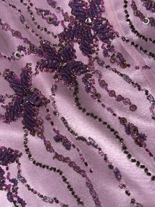Fashion Strapless Purple Prom Dress Satin Sequins A-Line Evening Dress GG6184