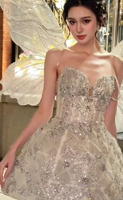 Glittering Sweetheart White Homecoming Dress Beading A-Line Birthday Dress GG6205