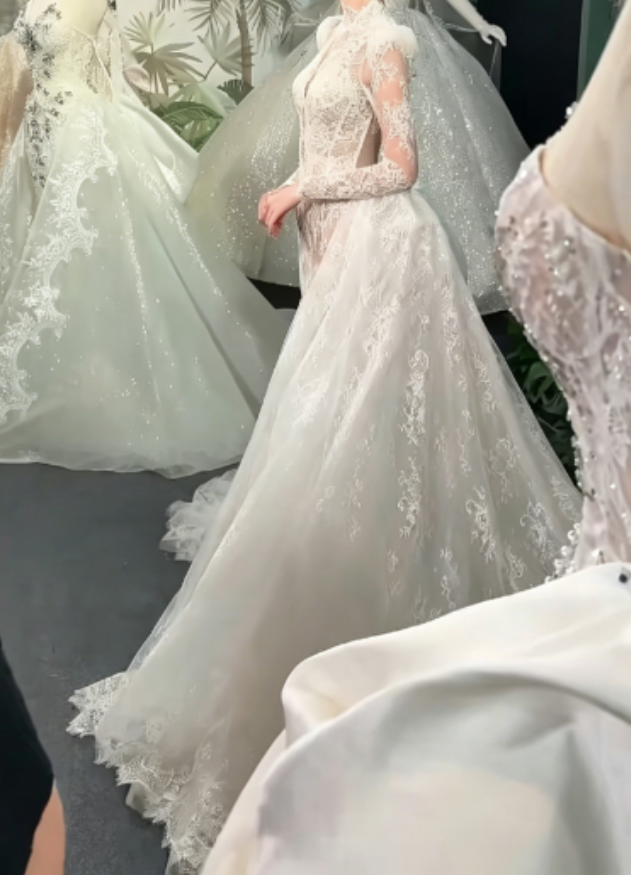 Delicated Lace Wedding Dress Long Sleeve Mermaid Bridal Dress GG6285