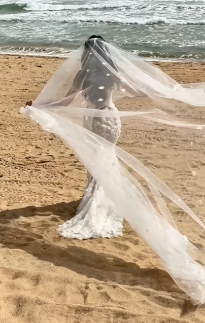 Glam Off-Shoulder Wedding Dress Sequins Tulle Mermaid Bridal Dress GG6329