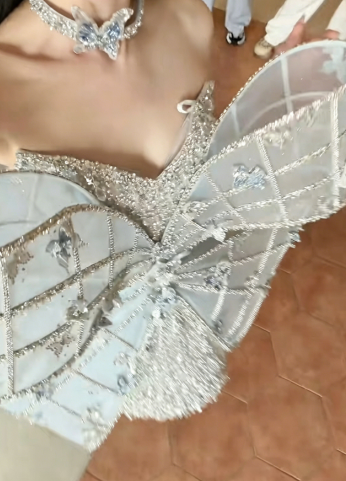 Luxury Strapless Blue Homecoming Dress With Tulle Beading Sheath Birthday Dress GG6380