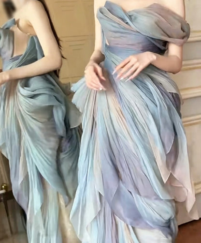 Charming Off-Shoulder Prom Dress Chiffon Sheath Evening Dress GG6387