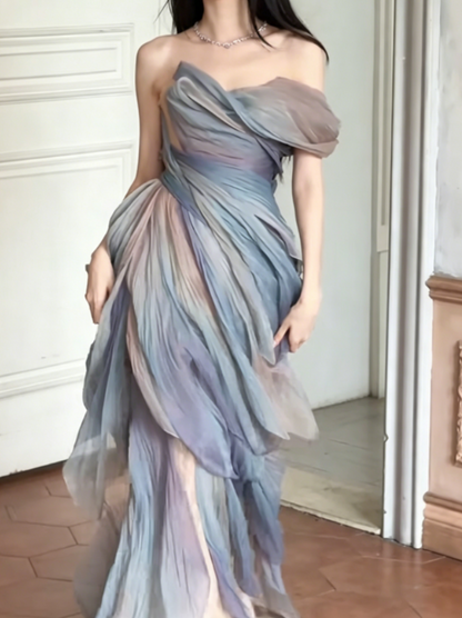 Charming Off-Shoulder Prom Dress Chiffon Sheath Evening Dress GG6387