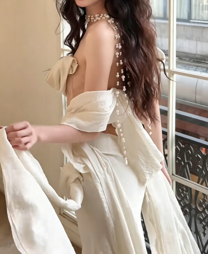 Romantic One Shoulder White Wedding Dress Mermaid Bridal Dress GG6394