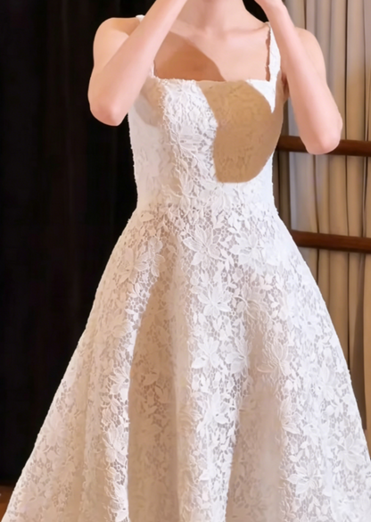 Vintage Spaghetti Straps Wedding Dress Lace A-Line Bridal Dress GG6403
