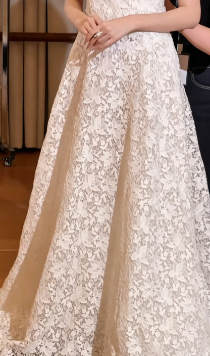 Retro High Collar Wedding Dress Lace A-Line Bridal Dress GG6404