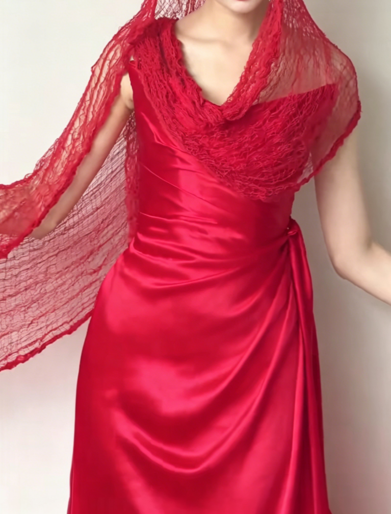 Glam Strapless Red Prom Dress Satin Sheath Evening Dress GG6420