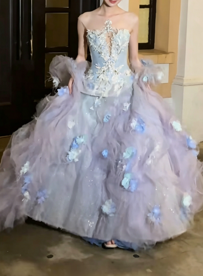 Glamorous Illusion Neck Purple Prom Dress Sequins Appliques A-Line Evening Dress GG6446