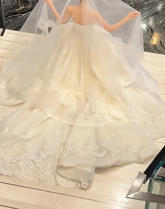 Charming Strapless Beaded Wedding Dress Long A-Line Bridal Dress GG6457
