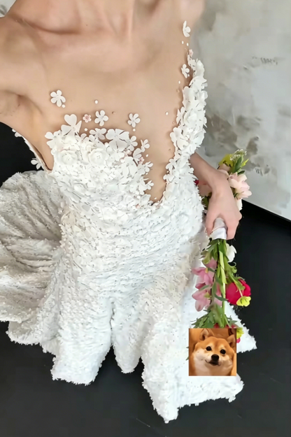 Ethereal Illusion Neck Wedding Dress Appliques Mermiad Bridal Dress GG6479