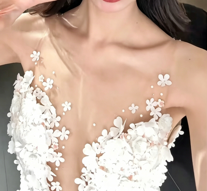 Ethereal Illusion Neck Wedding Dress Appliques Mermiad Bridal Dress GG6479
